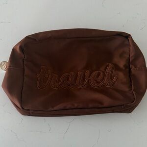 Stoney Clover Lane Brown Large Pouch Embroidered Travel